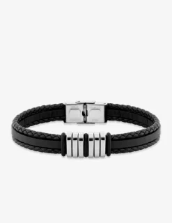 Bracelet en cuir synthétique et acier gris SO OR
