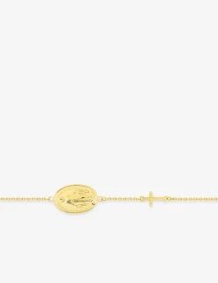 Bracelet en or 750 ‰ jaune, jeton vierge et croix SO OR