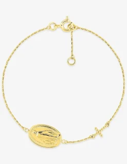Bracelet en or 750 ‰ jaune, jeton vierge et croix SO OR