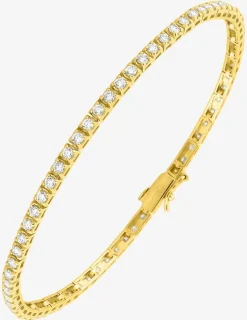 Bracelet en or jaune 375 ‰ et diamants synthétiques 1,54 ct maille tennis SO OR