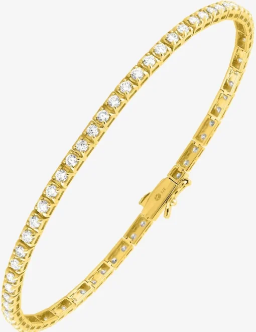 Bracelet en or jaune 375 ‰ et diamants synthétiques 2,05 ct maille tennis SO OR