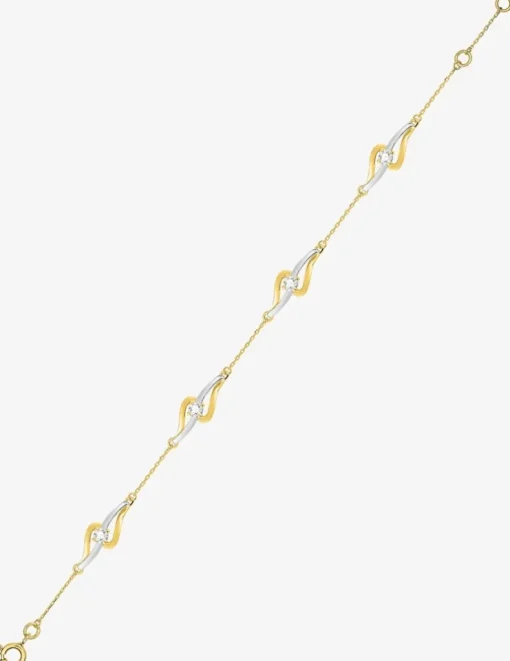 Bracelet en or jaune 375 ‰, oxydes de zirconium et rhodium SO OR