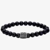 Bracelet en perles d'agate noire avec perle acier SO OR