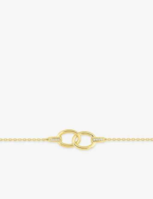 Bracelet en plaqué or et oxydes de zirconium, anneaux entrelacés SO OR