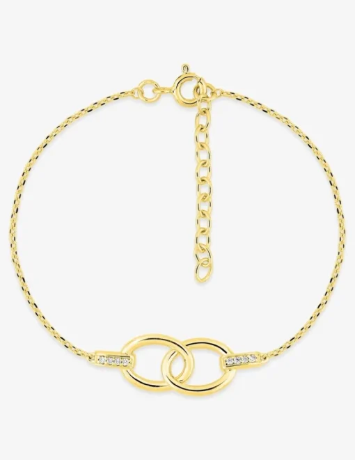 Bracelet en plaqué or et oxydes de zirconium, anneaux entrelacés SO OR