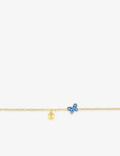 Bracelet enfant papillon bleu et boule or jaune 375‰ SO OR