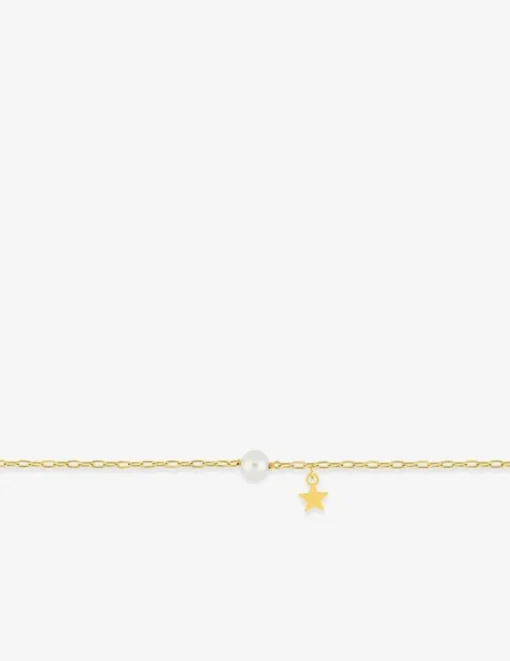 Bracelet enfant étoile et perle de culture d'eau douce 4 mm or jaune 375‰ SO OR