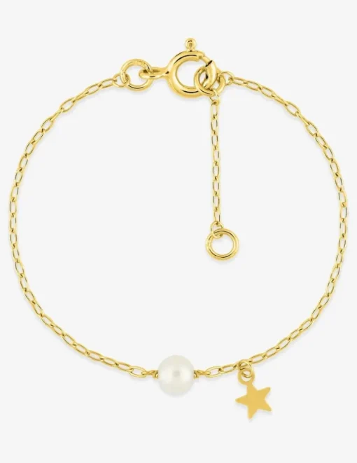 Bracelet enfant étoile et perle de culture d'eau douce 4 mm or jaune 375‰ SO OR