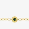 Bracelet fantaisie acier doré, maille alternée et malachite synthétique SO OR
