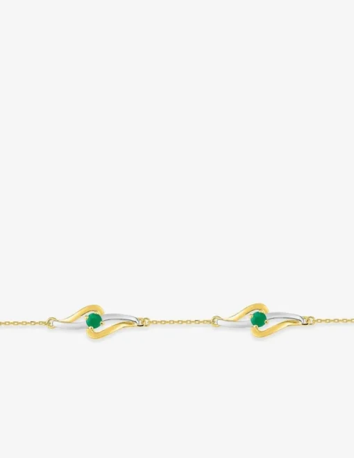 Bracelet fantaisie bicolore or 375‰, émeraude SO OR