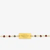 Bracelet fantaisie cristal rouge, petite chaîne et plaque en acier doré SO OR