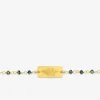 Bracelet fantaisie cristal bleu, petite chaîne et plaque en acier doré SO OR
