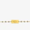 Bracelet fantaisie cristal beige, petite chaîne et plaque en acier doré SO OR