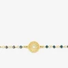 Bracelet fantaisie cristal bleu, petite chaîne en acier doré et motif SO OR