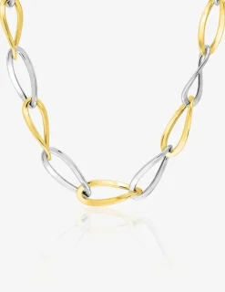 Bracelet fantaisie maille creuse bicolore or 750 ‰ SO OR