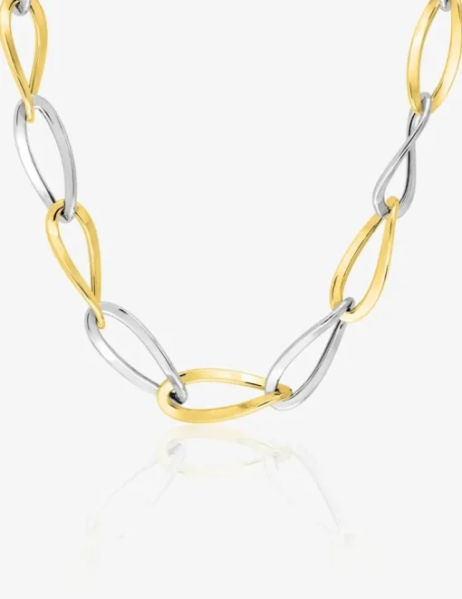 Bracelet fantaisie maille creuse bicolore or 750 ‰ SO OR