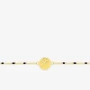 Bracelet fantaisie noir, acier doré et motif plaque ronde SO OR