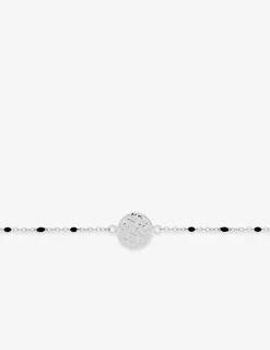 Bracelet fantaisie noir, acier et motif plaque ronde SO OR