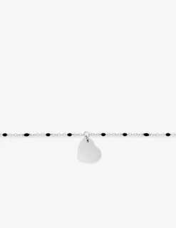 Bracelet fantaisie noir et acier, breloque cœur SO OR
