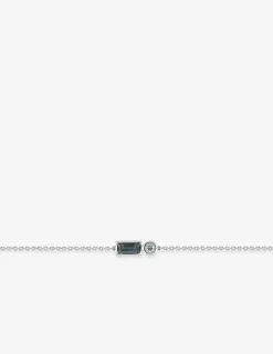 Bracelet fantaisie or blanc 750 ‰ topaze bleue traitée SO OR