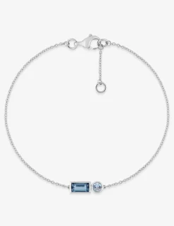 Bracelet fantaisie or blanc 750 ‰ topaze bleue traitée SO OR