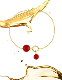 Bracelet fantaisie or jaune 750 ‰ cornaline SO OR