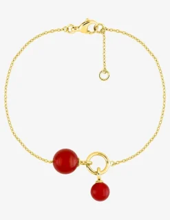 Bracelet fantaisie or jaune 750 ‰ cornaline SO OR