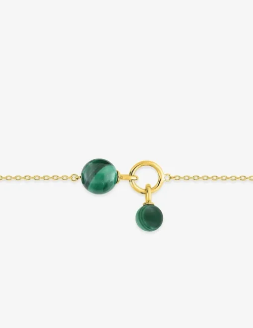 Bracelet fantaisie or jaune 750 ‰ malachite SO OR