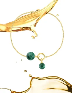 Bracelet fantaisie or jaune 750 ‰ malachite SO OR