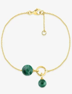 Bracelet fantaisie or jaune 750 ‰ malachite SO OR