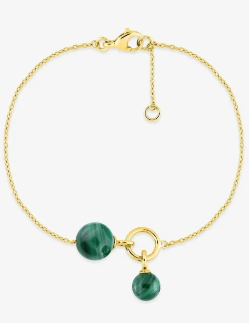 Bracelet fantaisie or jaune 750 ‰ malachite SO OR