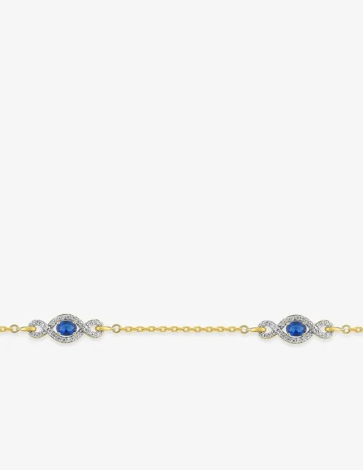 Bracelet fantaisie plaqué or, rhodium, oxydes de zirconium blancs et bleus SO OR