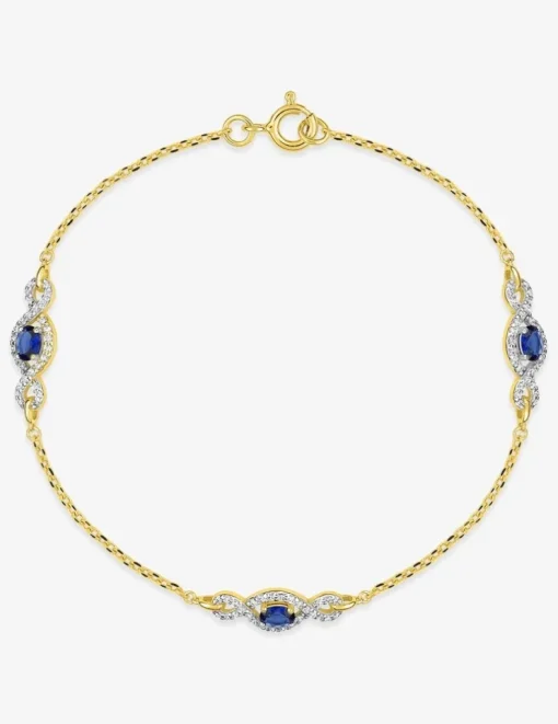 Bracelet fantaisie plaqué or, rhodium, oxydes de zirconium blancs et bleus SO OR