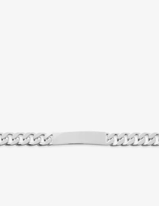 Bracelet Gourmette identité en argent 925‰ rhodié 9 mm SO OR