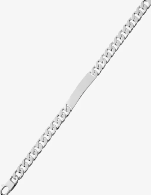 Bracelet Gourmette identité en argent 925‰ rhodié 9 mm SO OR