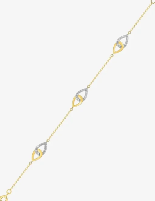 Bracelet gouttes entremêlées plaqué or, rhodium et oxydes de zirconium SO OR