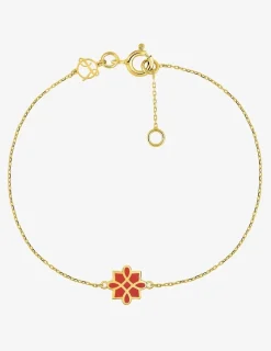 Bracelet Harmonie Or jaune 375‰ et laque corail SO OR