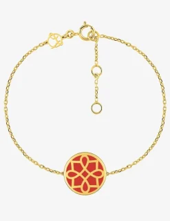 Bracelet Harmonie Or jaune 375‰ et jeton laque corail SO OR