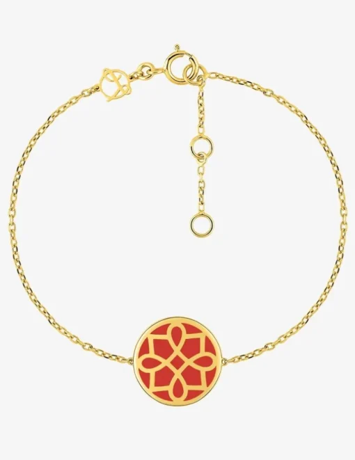Bracelet Harmonie Or jaune 375‰ et jeton laque corail SO OR