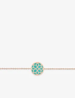 Bracelet Harmonie Or rose 375‰ et jeton laque vert aqua SO OR