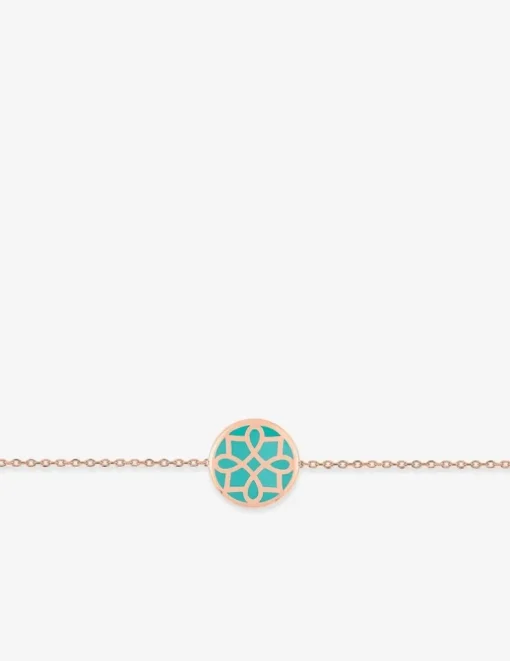 Bracelet Harmonie Or rose 375‰ et jeton laque vert aqua SO OR