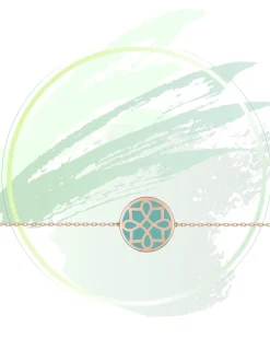 Bracelet Harmonie Or rose 375‰ et jeton laque vert aqua SO OR