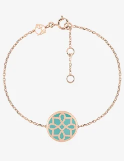 Bracelet Harmonie Or rose 375‰ et jeton laque vert aqua SO OR