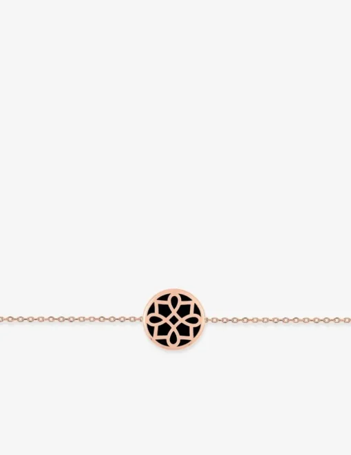 Bracelet Harmonie Or rose 375‰ et jeton laque noir de Jais SO OR