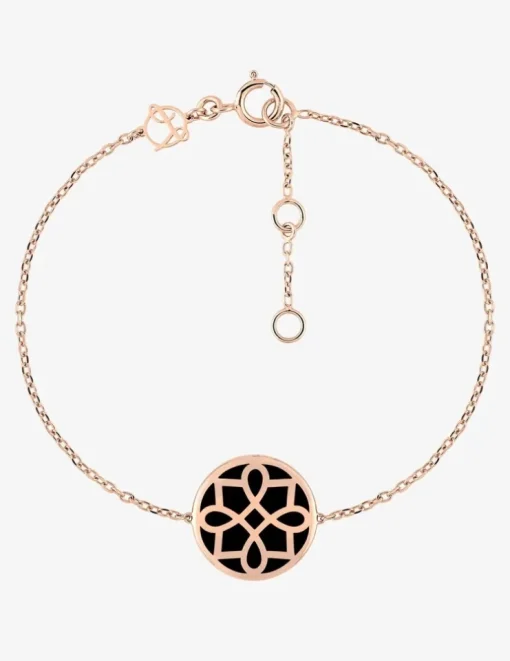 Bracelet Harmonie Or rose 375‰ et jeton laque noir de Jais SO OR