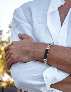 Bracelet homme acier tendance souple avec motif central SO OR