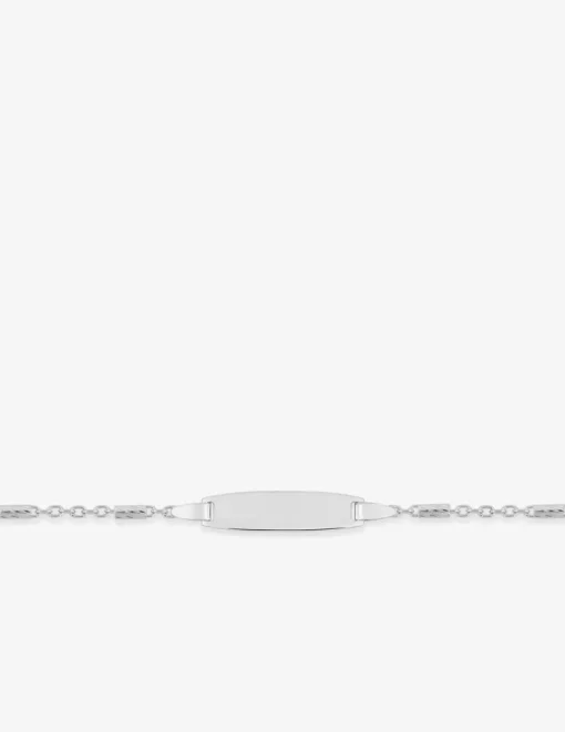 Bracelet identité chaîne jaseron fantaisie en argent 925 ‰ rhodié SO OR