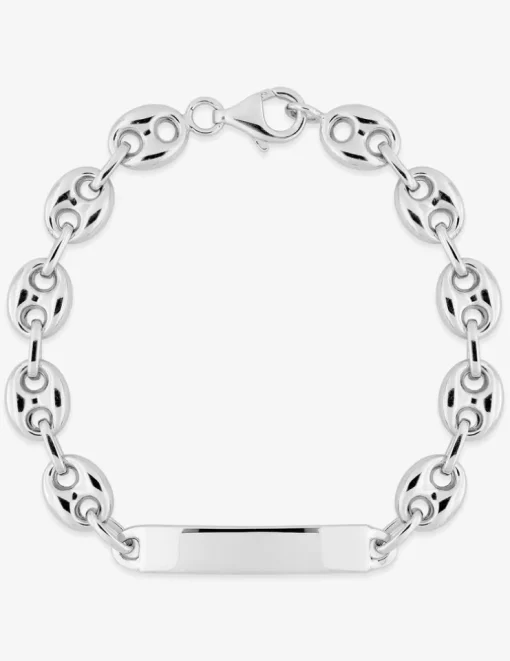 Bracelet identité maille grain de café en argent 925 ‰ rhodié SO OR