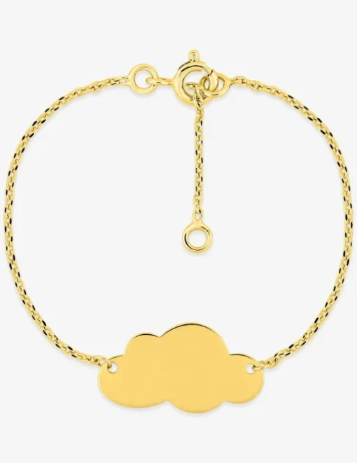 Bracelet identité pour bébé plaqué or avec plaque nuage gravable SO OR