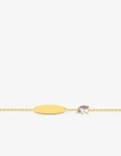 Bracelet identité pour bébé plaqué or avec plaque ovale gravable et licorne SO OR